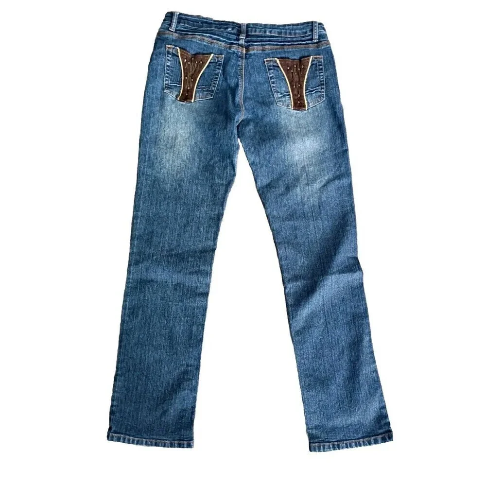 Apollo Jeans Women's Size 9/10  Studded Straight Leg Y2K 90s Embellished Pockets